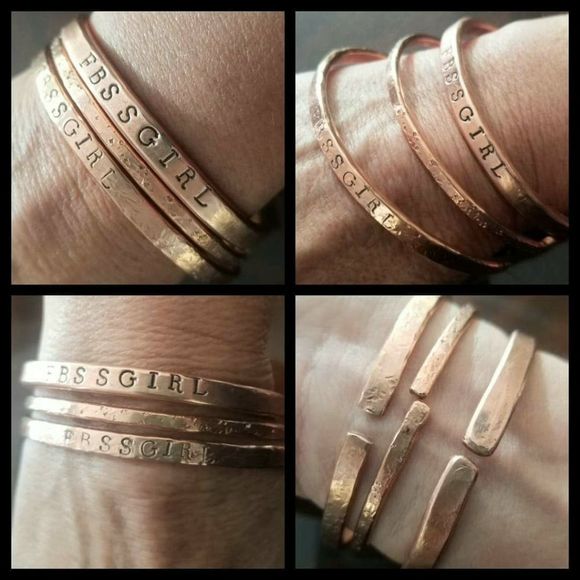 Set of 100 percent Raw copper cuffs, customizable with order. HAND FORGED - Picture 2 of 4